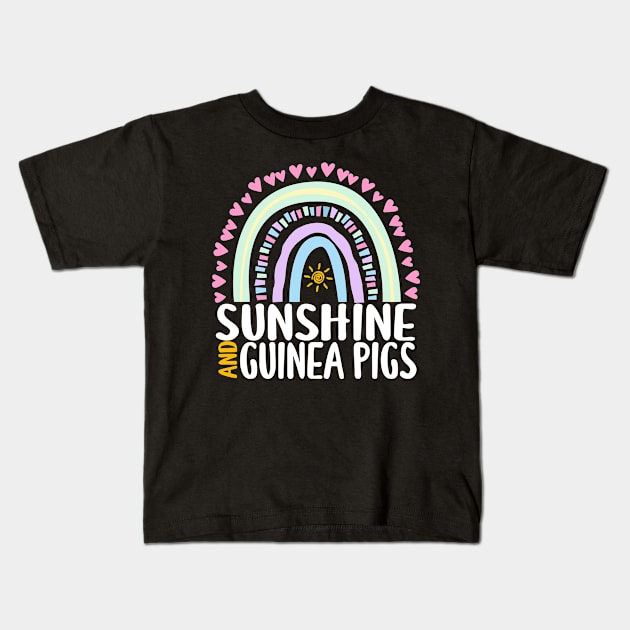 Sunshine and Guinea Pigs Cute Rainbow Graphic for Womens Kids Girls Kids T-Shirt by ChadPill